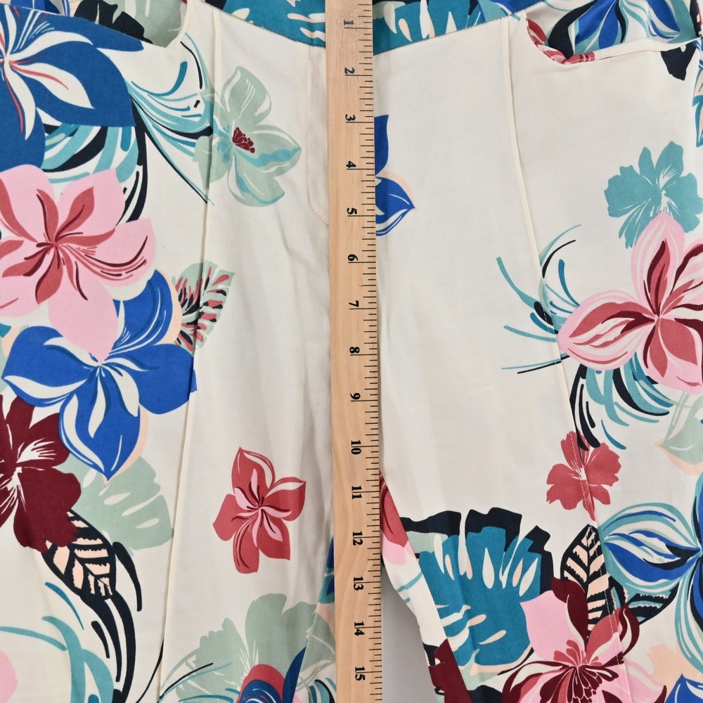 Alexis Kamilla Floral Flare Pants Womens Size M Ivory Blue Pink Cotton Tropical - Picture 4 of 8